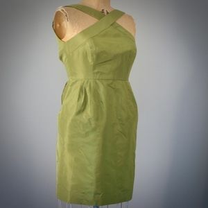 J. CREW Olive green satin dress
